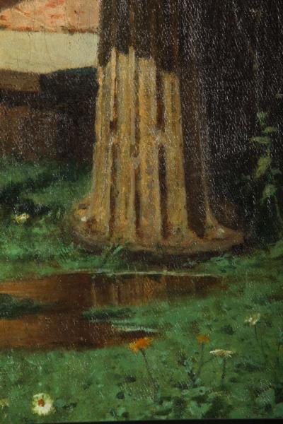 Lovers by a Fountain Painting Oil on Canvas