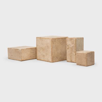 Low Travertine Marble Pedestal
