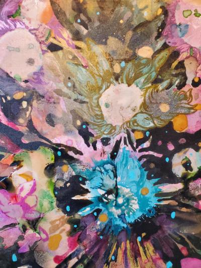 Lowell Boyers Nectar 2025 A Large Black And MultiColor Abstract Painting by Lowell Boyers