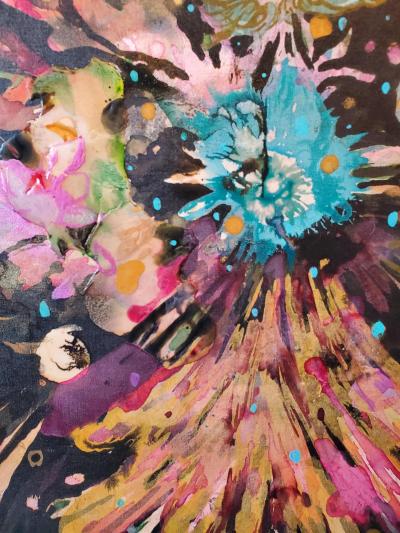 Lowell Boyers Nectar 2025 A Large Black And MultiColor Abstract Painting by Lowell Boyers