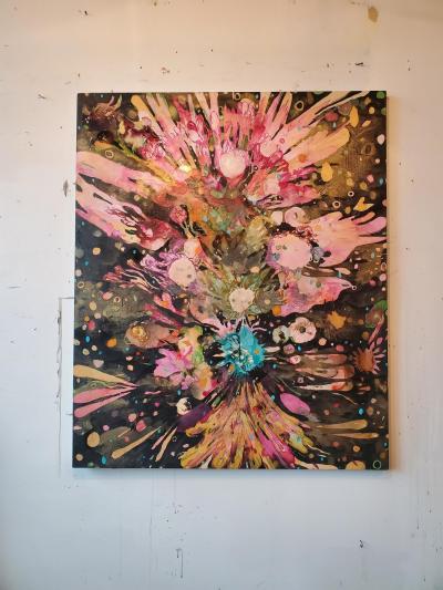 Lowell Boyers Nectar 2025 A Large Black And MultiColor Abstract Painting by Lowell Boyers