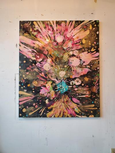Lowell Boyers Nectar 2025 A Large Black And MultiColor Abstract Painting by Lowell Boyers