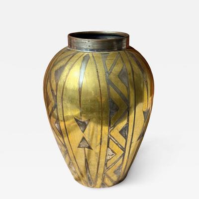 Luc Lanel Christofle Metal Vase by Luc Lanel Circa 1925 Art Deco Collection