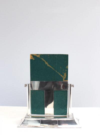 Luc Lanel Fine French Art Deco Wrought Fine French 1930s Silver Plated Table Mirror