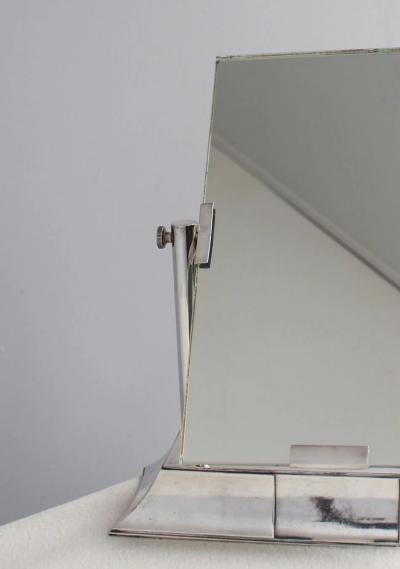 Luc Lanel Fine French Art Deco Wrought Fine French 1930s Silver Plated Table Mirror