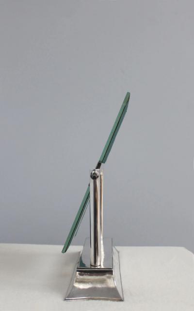 Luc Lanel Fine French Art Deco Wrought Fine French 1930s Silver Plated Table Mirror