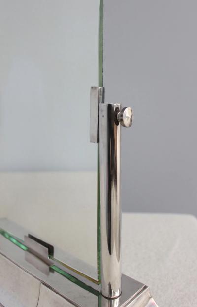 Luc Lanel Fine French Art Deco Wrought Fine French 1930s Silver Plated Table Mirror