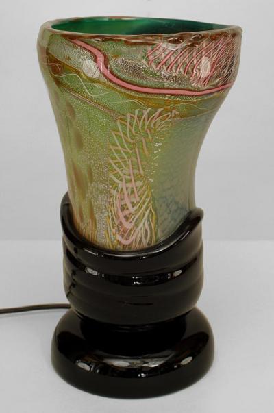Luca Nichetto Italian 1960s Venetian Murano Glass Oval Shaped Table Lamp