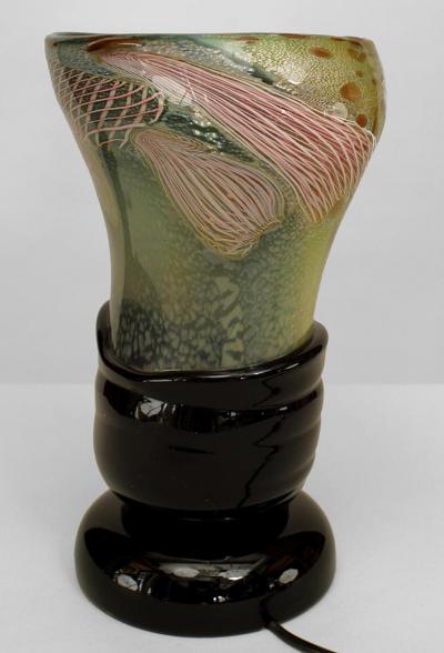 Luca Nichetto Italian 1960s Venetian Murano Glass Oval Shaped Table Lamp