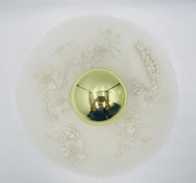 Luca for Fermaluce Cream Resin Brass Flush Mount Light Italy 2022 Labeled