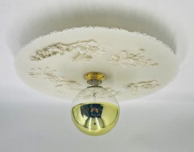 Luca for Fermaluce Cream Resin Brass Flush Mount Light Italy 2022 Labeled