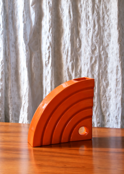 Luciano Florio Paccagnella Memphis Style Ceramic Vase Shell by Florio Keramia