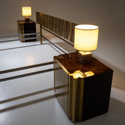 Luciano Frigerio Bed with Brass Headboard by Luciano Frigerio Italy 1970s