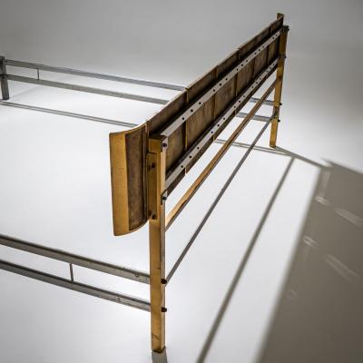 Luciano Frigerio Bed with Brass Headboard by Luciano Frigerio Italy 1970s