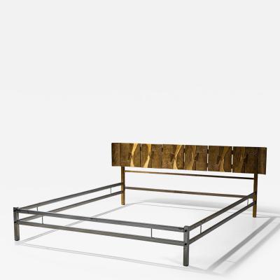 Luciano Frigerio Bed with Brass Headboard by Luciano Frigerio Italy 1970s