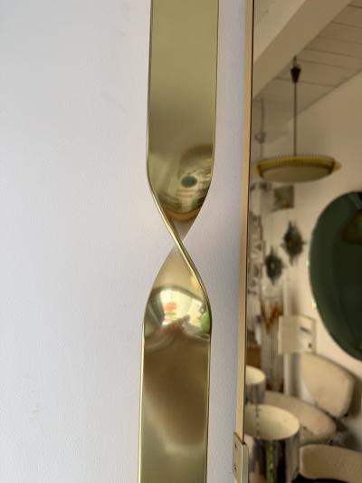 Luciano Frigerio Brass Mirror Pink Copper Glass by Luciano Frigerio Italy 1970s