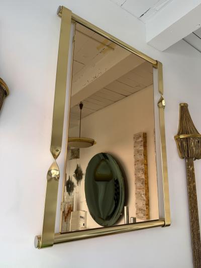Luciano Frigerio Brass Mirror Pink Copper Glass by Luciano Frigerio Italy 1970s