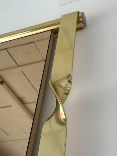 Luciano Frigerio Brass Mirror Pink Copper Glass by Luciano Frigerio Italy 1970s