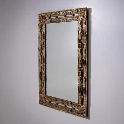 Luciano Frigerio Brass Mirror attributed to Luciano Frigerio Italy 1970s