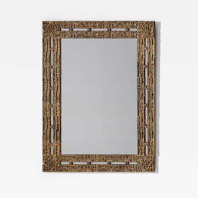 Luciano Frigerio Brass Mirror attributed to Luciano Frigerio Italy 1970s