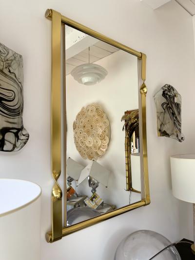 Luciano Frigerio Brass Mirror by Luciano Frigerio Italy 1970s
