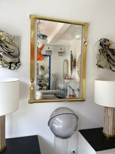 Luciano Frigerio Brass Mirror by Luciano Frigerio Italy 1970s