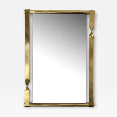 Luciano Frigerio Brass Mirror by Luciano Frigerio Italy 1970s