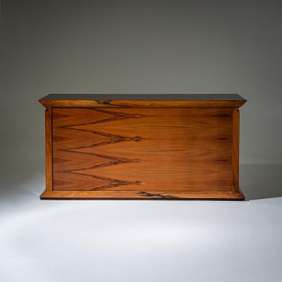 Luciano Frigerio Burl Veneer and Brass Sideboard by Luciano Frigerio Italy 1970s