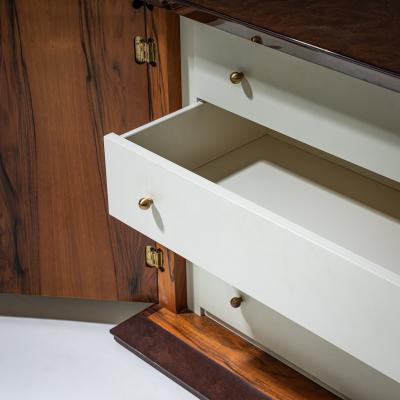 Luciano Frigerio Burl Veneer and Brass Sideboard by Luciano Frigerio Italy 1970s
