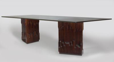 Luciano Frigerio Long Carved Mahogany Dining Table by Frigerio 1970s