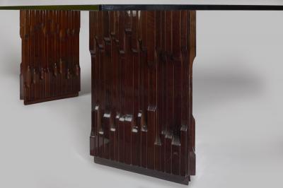 Luciano Frigerio Long Carved Mahogany Dining Table by Frigerio 1970s