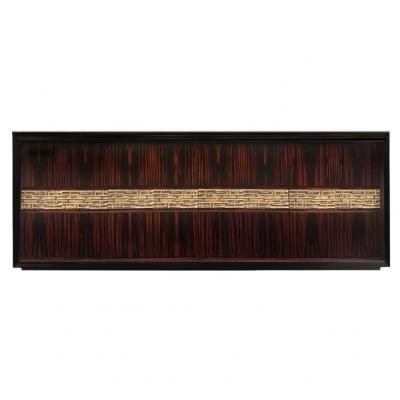 Luciano Frigerio Luciano Frigerio Macassar Ebony Credenza with Brass Relief 1970s