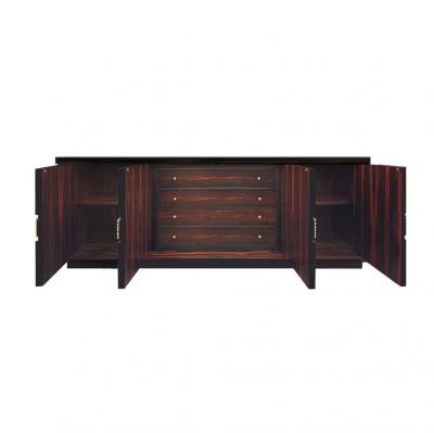 Luciano Frigerio Luciano Frigerio Macassar Ebony Credenza with Brass Relief 1970s