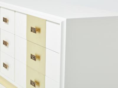 Luciano Frigerio Luciano Frigerio off white lacquered brass commode chest 1970s