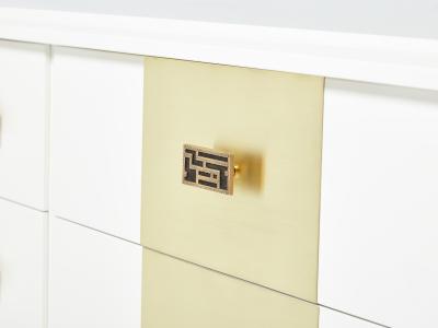 Luciano Frigerio Luciano Frigerio off white lacquered brass commode chest 1970s