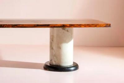 Luciano Frigerio Luciano Frigerio unique ebony and marble dining or conference table Italy 1970s