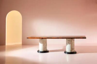 Luciano Frigerio Luciano Frigerio unique ebony and marble dining or conference table Italy 1970s