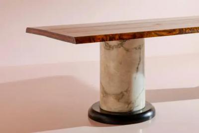Luciano Frigerio Luciano Frigerio unique ebony and marble dining or conference table Italy 1970s