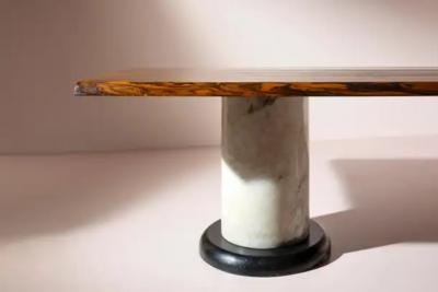 Luciano Frigerio Luciano Frigerio unique ebony and marble dining or conference table Italy 1970s