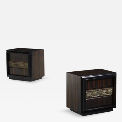 Luciano Frigerio Pair 1970s Luciano Frigerio Desir Macassar bedside tables