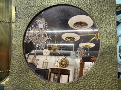 Luciano Frigerio Pair Of Italian Modern Bronze Mirrors By Luciano Frigerio