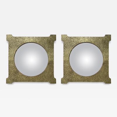 Luciano Frigerio Pair Of Italian Modern Bronze Mirrors By Luciano Frigerio