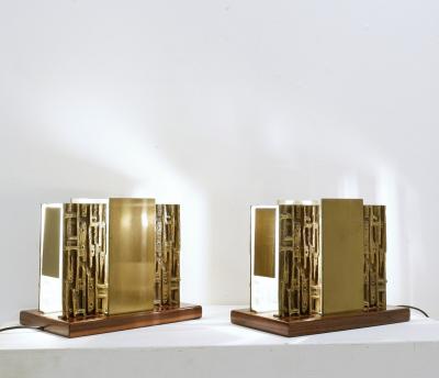 Luciano Frigerio Pair of Italian Bronze Table Lamps by Luciano Frigerio