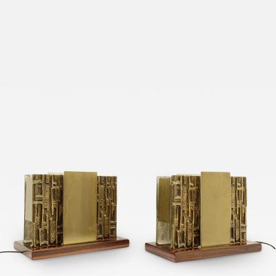 Luciano Frigerio Pair of Italian Bronze Table Lamps by Luciano Frigerio