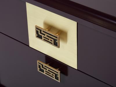 Luciano Frigerio Pair of Italian Luciano Frigerio Plum lacquered brass nightstands tables 1970s