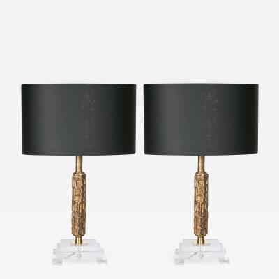 Luciano Frigerio Pair of bronze table lamps