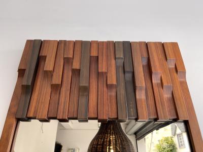 Luciano Frigerio Wood Mirror by Luciano Frigerio Italy 1970s