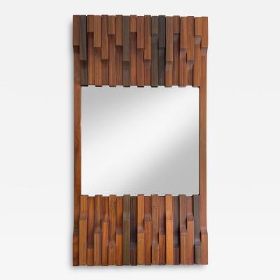 Luciano Frigerio Wood Mirror by Luciano Frigerio Italy 1970s