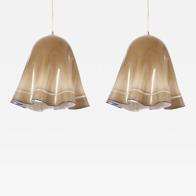 Luciano Vistosi Pair of Large Zenda Murano Glass Pendant Lamps by Luciano Vistosi Italy 1965s