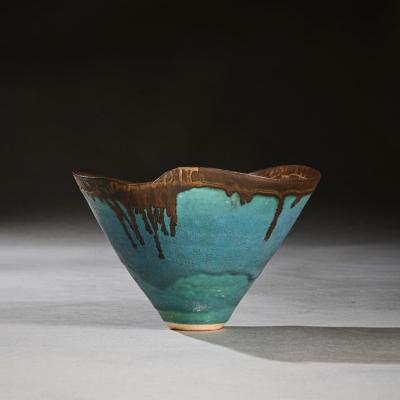 Lucie Rie A FINE DAME LUCIE RIE TURQUOISE BLUE STONEWARE BOWL